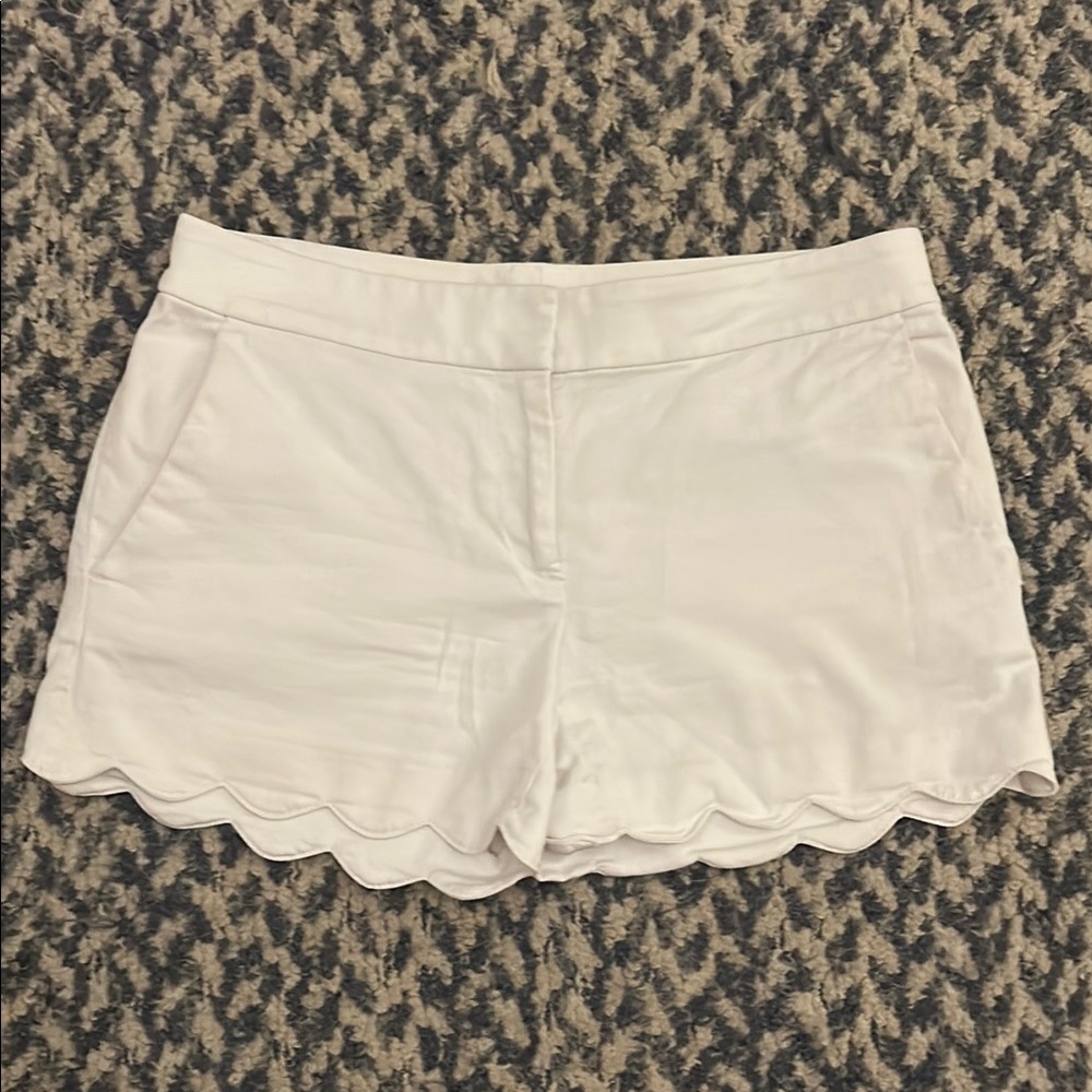 LOFT White High Waist Scalloped Shorts